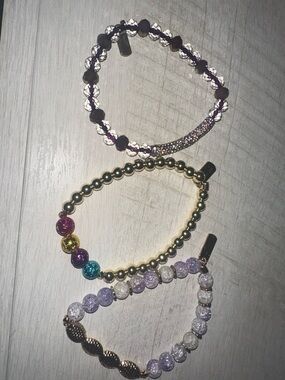 Erimish Colorful Beaded Bracelet Set - Purple, Gold, Multicolor extended size